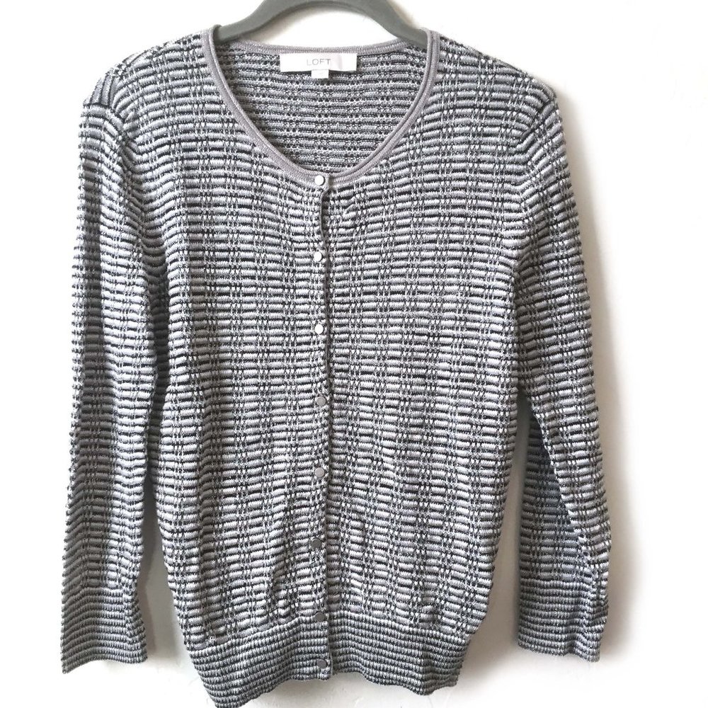 Ann Taylor Loft Black/White Grey cardigan